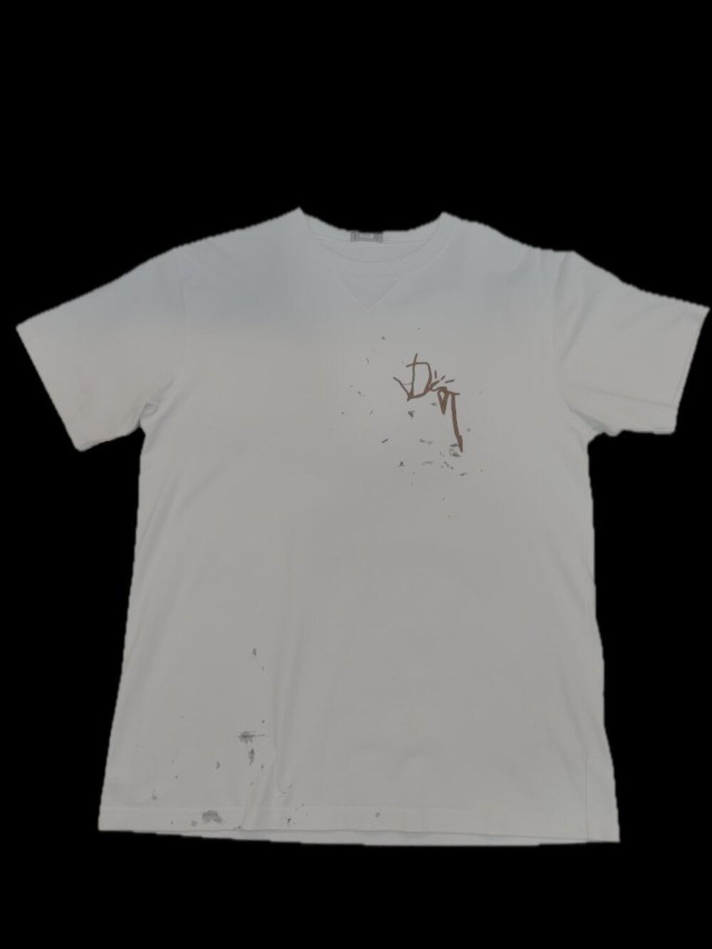 Authentic DIOR White Tee w/ Grey Splash Design